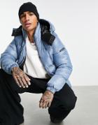 Good For Nothing Puffer Jacket In Blue With Logo Zip Tape-blues