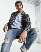 Selected Homme Organic Cotton Blend Slim Fit Shirt In Navy Check