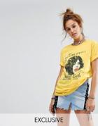Reclaimed Vintage Inspired T-shirt With Rolling Stones Print - Yellow
