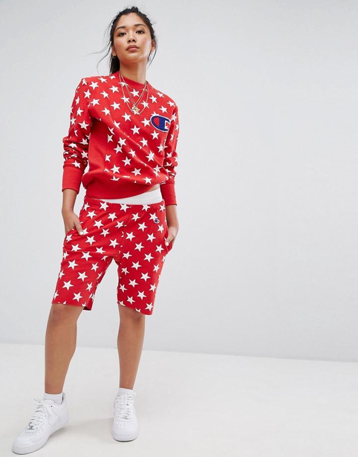 Champion Shorts With All Over Star Print - Red