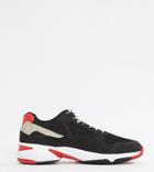 Asos Design Wide Fit Sneakers In Black And Red With Chunky Sole - Black