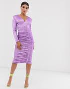 Lavish Alice Sequin Embellished Midi Dress In Lilac - Purple