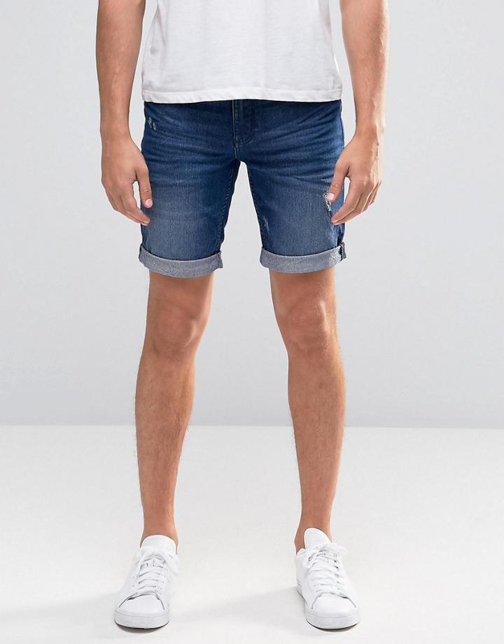 Blend Twister Slim Denim Shorts - Mid Blue