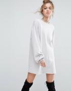 Asos Oversized Sweat Dress With Long Sleeves - Stone