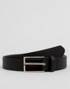 Asos Smart Slim Belt In Black Faux Leather - Black
