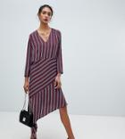 Y.a.s Tall Stripe Dress With Asymmetric Hem - Purple