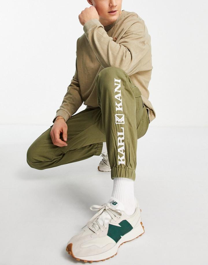 Karl Kani Retro Washed Cargo Pants In Dark Green - Part Of A Set