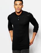 Asos Fitted Fit Knitted Polo In Cotton - Black