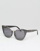 Vow London Handmade Cut Off Top Cat Eye Sunglasses - Metallic Lizard