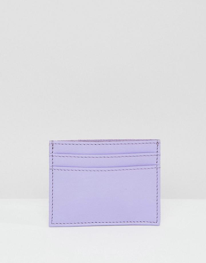 Asos Design Leather And Suede Cardholder - Purple