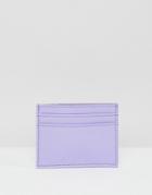 Asos Design Leather And Suede Cardholder - Purple