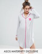 Asos Maternity Traditional Jersey Long Sleeve Shirt Dress - Gray