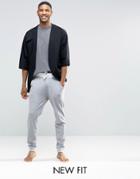 Asos Loungewear Skinny Jogger In Waffle With Woven Waistband - Gray