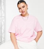 Adidas Originals Plus 'logomania' Triple Logo T-shirt In Pink