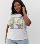 Asos Design Curve T-shirt With Vintage Havana Print-white