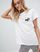 Daisy Street T-shirt With Sausage Dog Print - White
