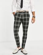 Asos Design Super Skinny Mix And Match Green Check Suit Pants