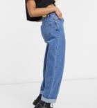 Stradivarius Recycled Cotton Petite Relaxed Mom Fit Jean In Medium Blue-blues