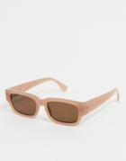 Asos Design Mid -size Flat Top Square Sunglasses In Brown