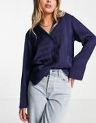 & Other Stories Ecovero Jacquard Pants In Navy - Part Of A Set-blue