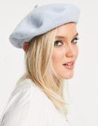 Monki Wool Beret In Pale Blue-blues