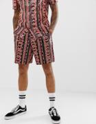 Asos Design Festival Two-piece Sequin Shorts In Geo-tribal Design - Pink