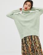 Mango Roll Neck Sweater In Green - Green