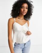 Topshop Ruched Front Cami In Cream-white