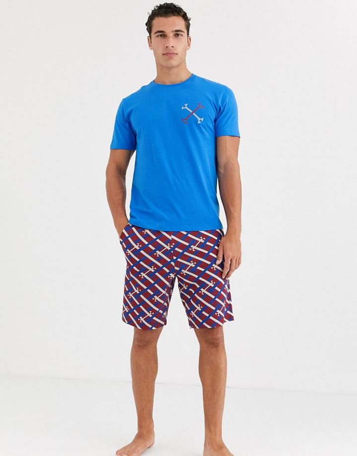 Asos Design Lounge Pyjama Shorts And Tshirt Set With Print