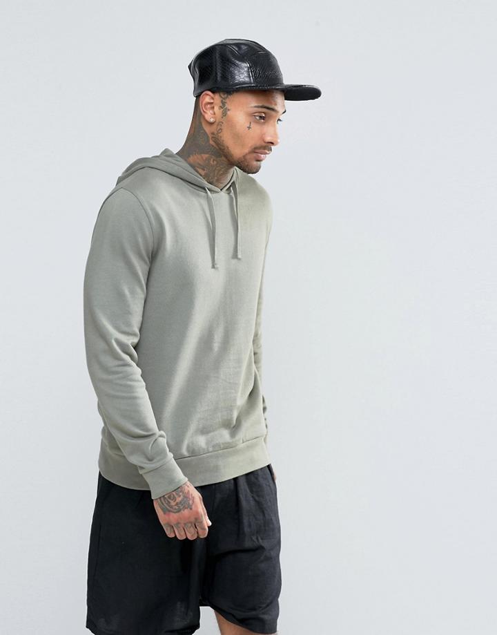 Asos Hoodie In Washed Khaki - Vetiver