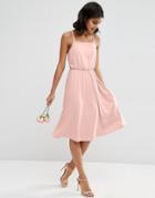 Asos Wedding Crepe Cross Back Midi Dress - Pink