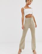 Never Fully Dressed Metallic Knitted Flare Pants Two-piece In Light Gold - Gold