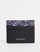 Gianni Feraud Leather Cardholder With Floral Lining-black