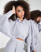 Asos Edition Wrap Front Drapey Blouse In Tencel With Open Back In Moss Gray
