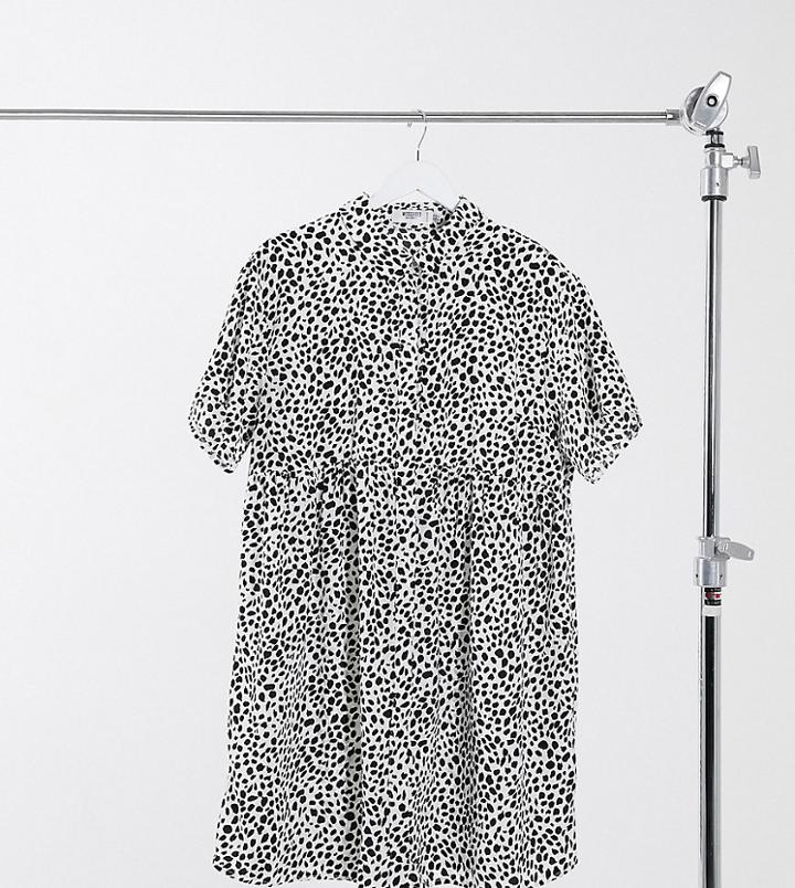 Missguided Maternity Smock Shirt Dress In Dalmation Print-multi