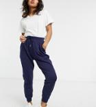 Asos Design Petite Basic Slim Sweatpants In Navy