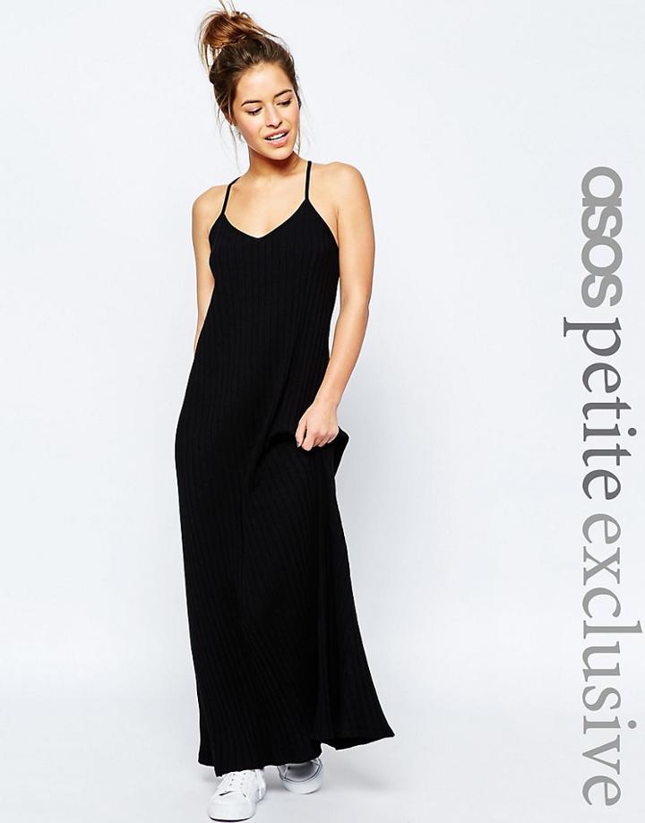 Asos Petite Chunky Rib Maxi Dress - Navy