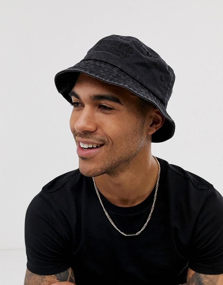 Jack & Jones Denim Bucket Hat In Washed Black - Black