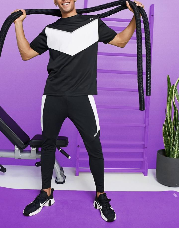 Asos 4505 Super Skinny Track Sweatpants With Contrast Panels-black