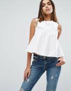 Missguided Asymmetric Frill Top - White