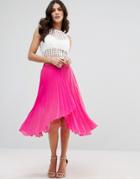 Asos Pleated Midi Skirt With Wrap Front Detail - Pink