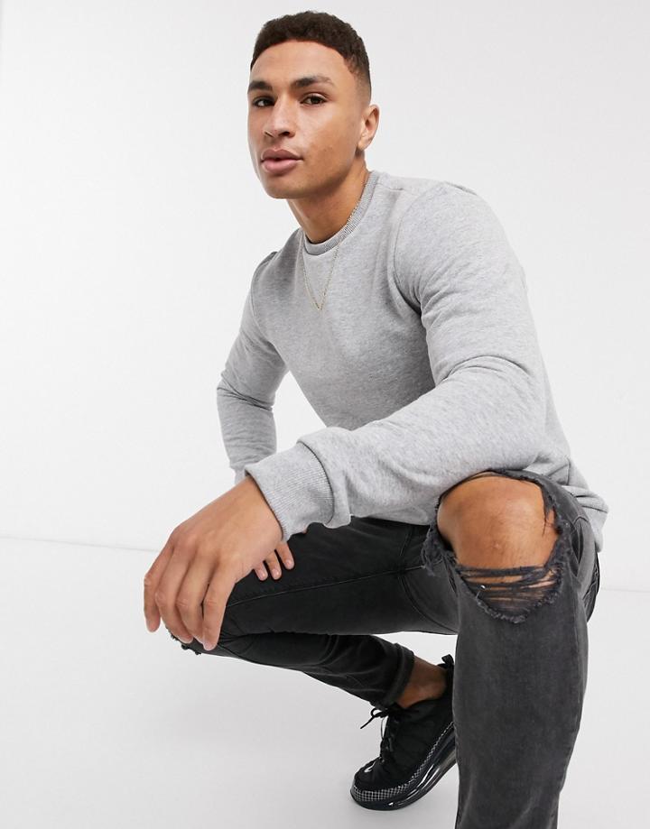 Only & Sons Crewneck Sweatshirt In Gray-grey