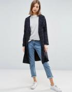 Native Youth All Over Check Lightweight Trench - Navy