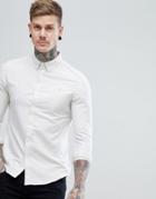 Farah Brewer Slim Fit Oxford Shirt In Off White - White