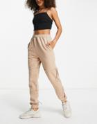 Public Desire Ruched Tie Detail Sweatpants In Sand-neutral