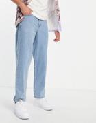 Asos Design Baggy Jeans In Light Stone Wash-blues