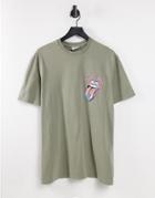 Topman Oversized T-shirt With Rolling Stones Print In Gray-grey