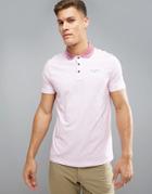 Ted Baker Golf Polo In Print With Contrast Collar - Pink