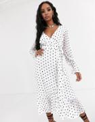 Talulah Something About You Polka Dot Wrap Midi Dress-white