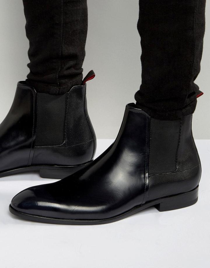 Hugo By Hugo Boss Dressapp Rub Off High Shine Chelsea Boots - Black